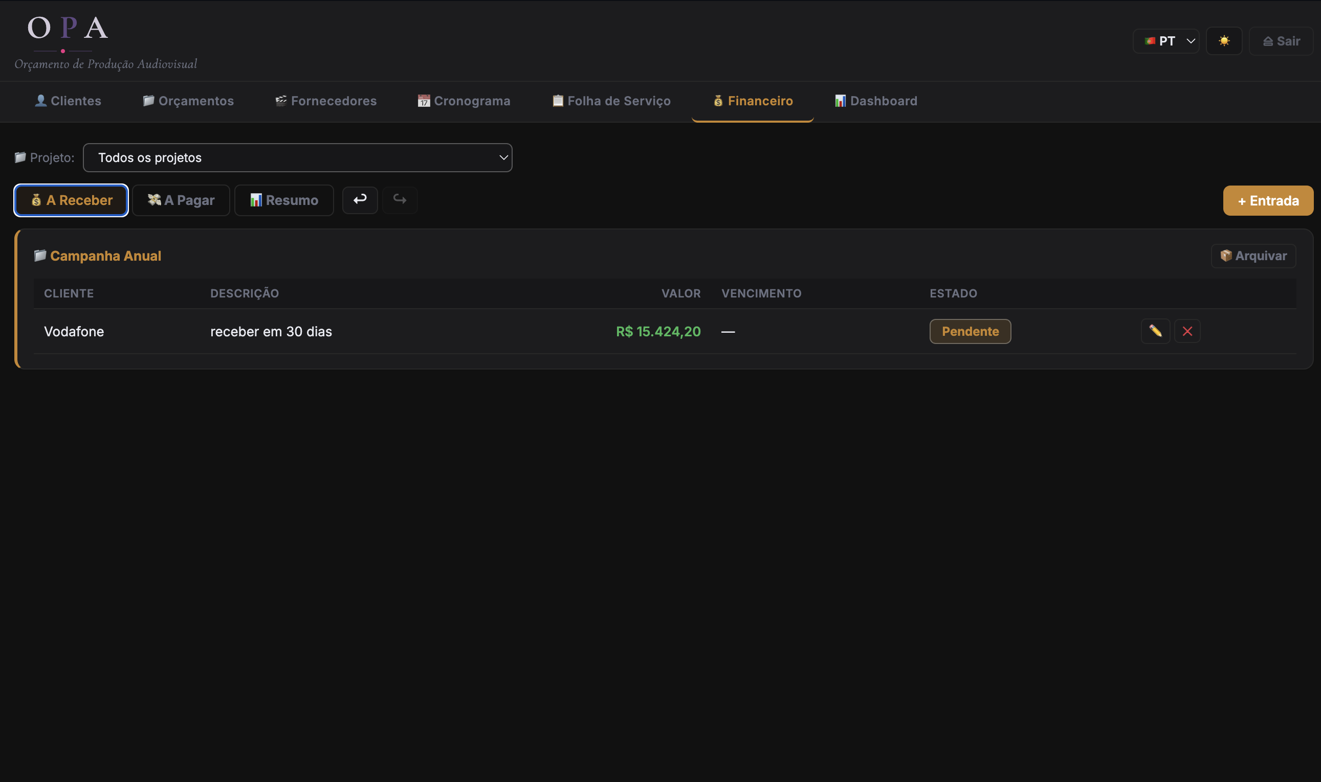 Financeiro — A Receber
